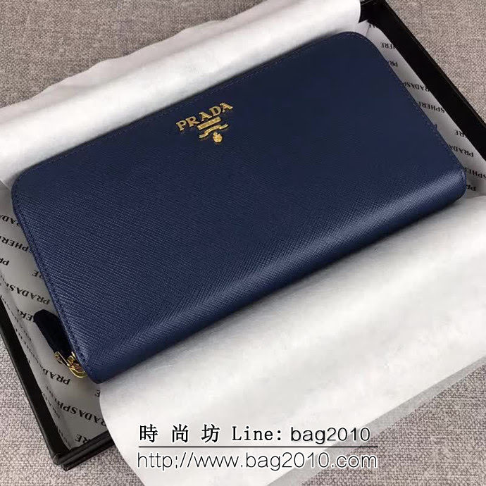 PRADA普拉達 經典款 頂級原單十字紋牛皮 時尚單拉鏈錢包 1ML506 DD1497